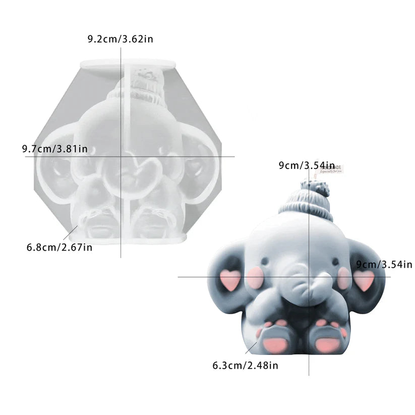 3D Baby Elephant Candle Mould