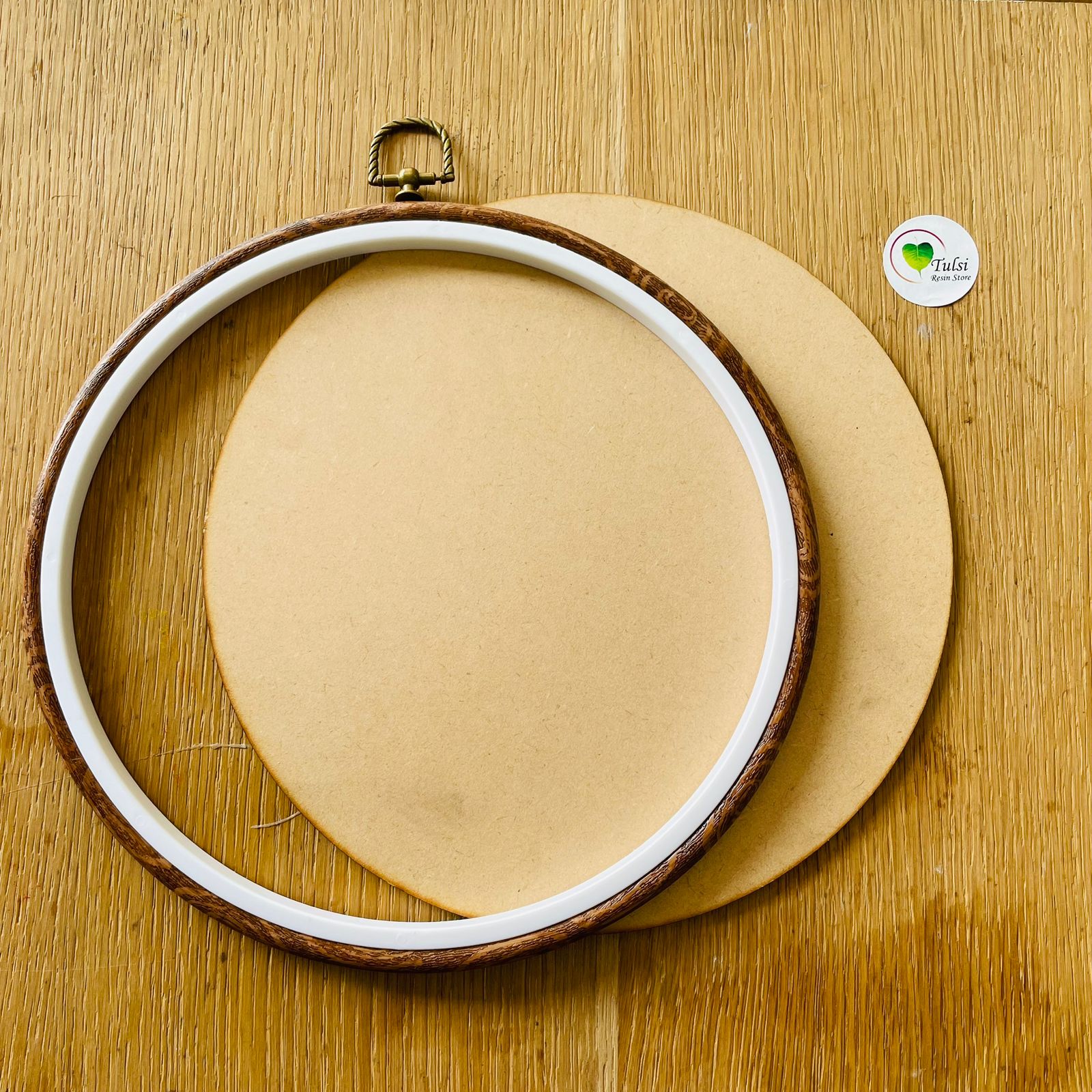 10” Round Embroidery Ring / Resin Frame Loop with Base