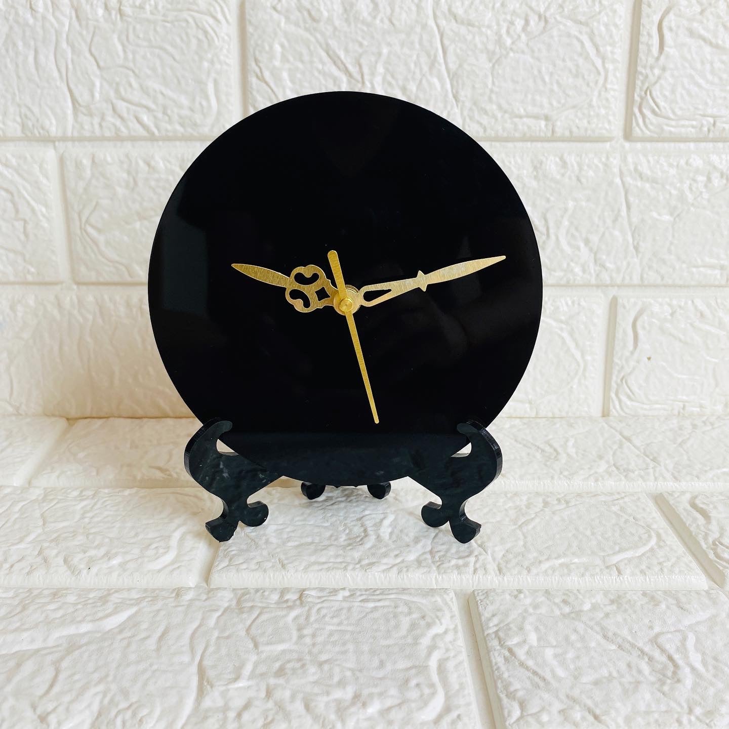 6" Black Table Clock Set