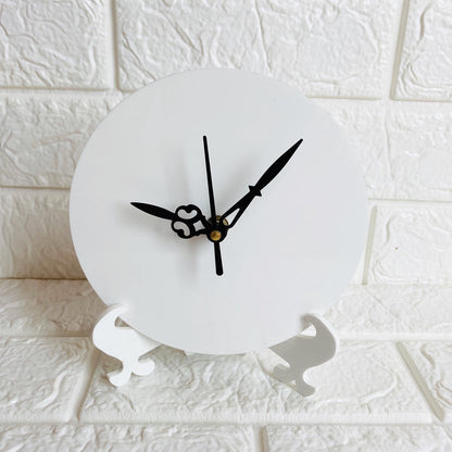 6" White Table Clock Set