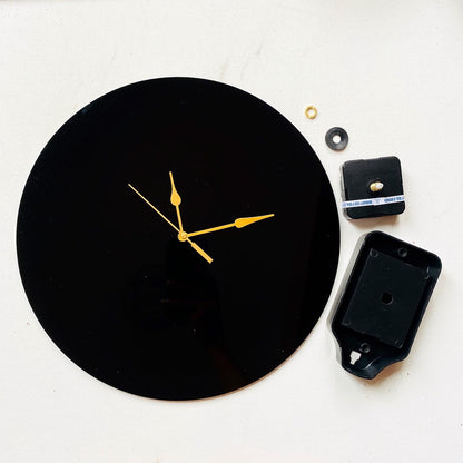 Black Acrylic Clock Set - Circle