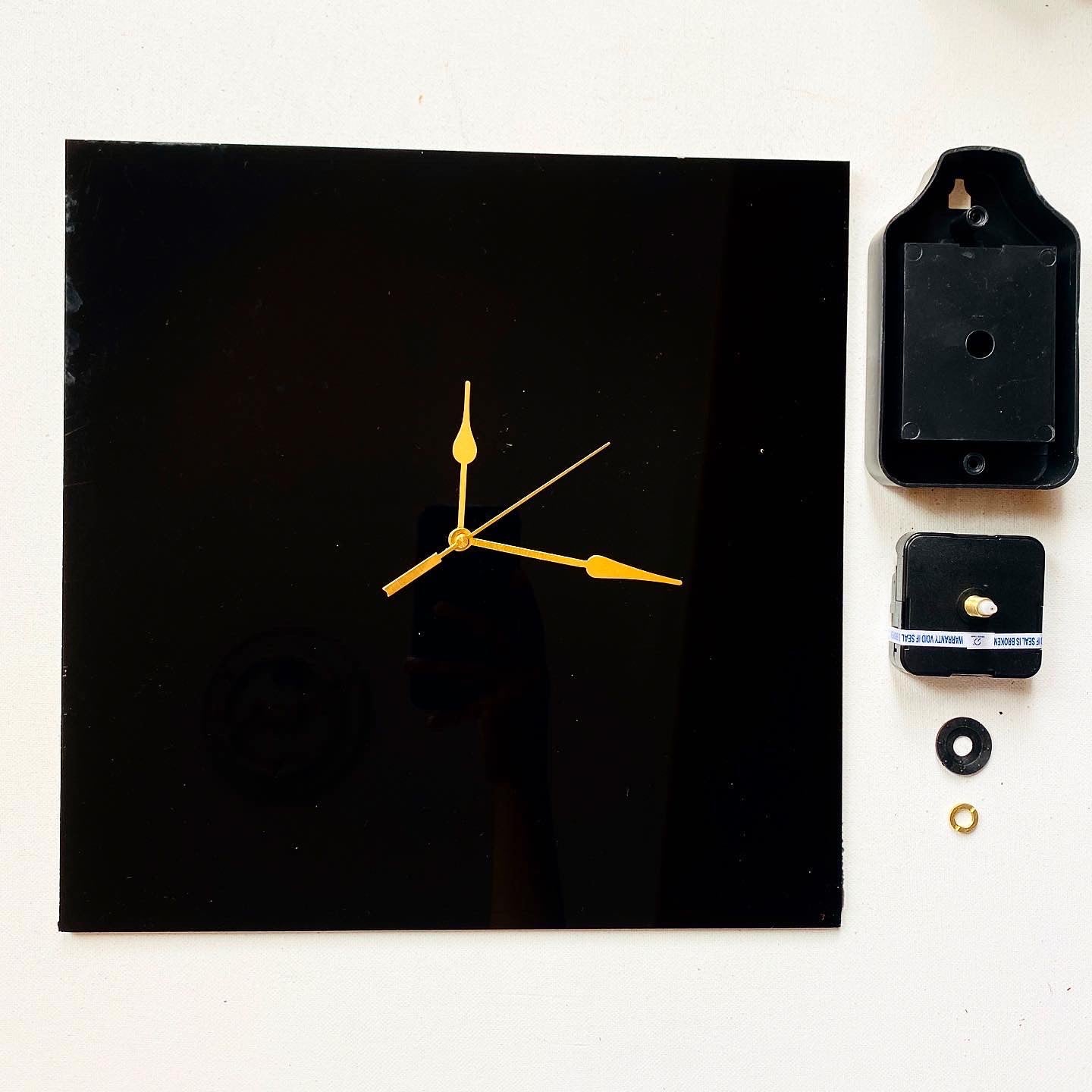 Black Acrylic Clock Set - Square