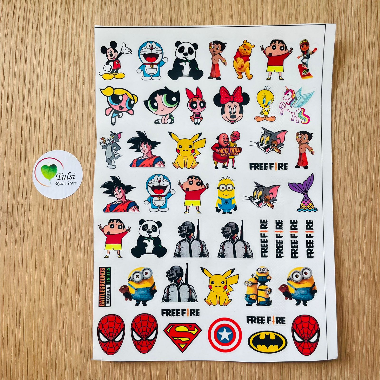 Colourful Cartoon Sticker Sheet – Tulsi Resin Store