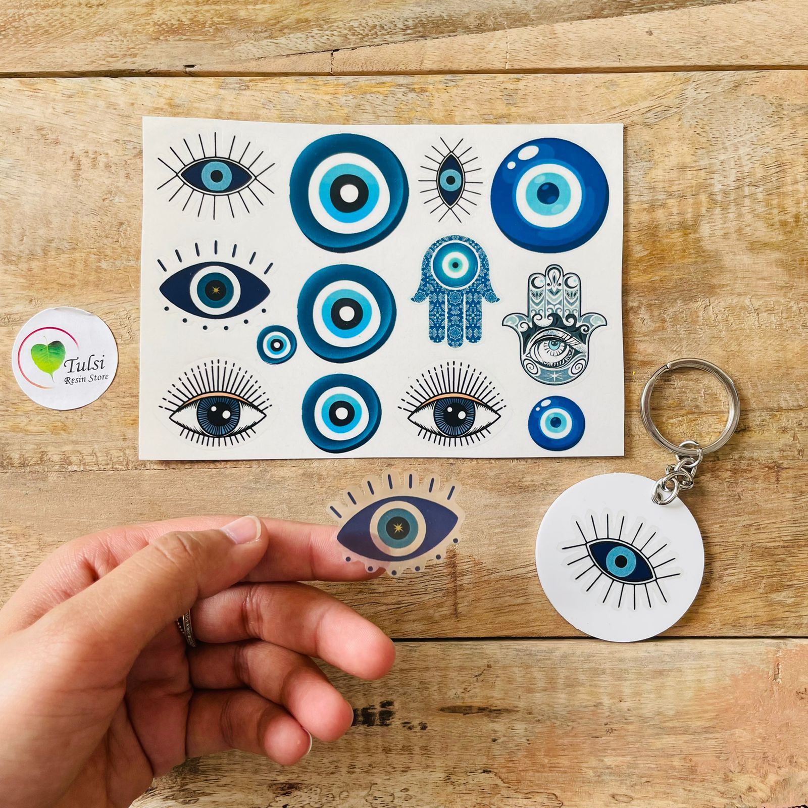 Colourful Evil Eye Sticker 2 | Tulsi Resin