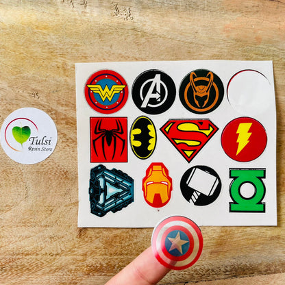 Colourful Superhero Logo Sticker Sheet