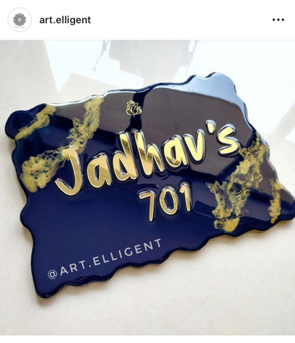 Custom Acrylic Cutout Two Line - Gold 5 | Tulsi Resin