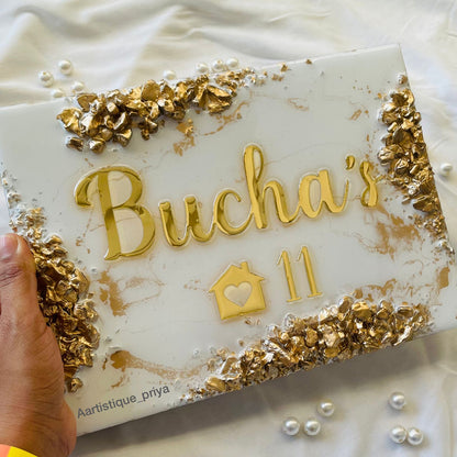 Custom Acrylic Cutout Two Line - Gold 6 | Tulsi Resin