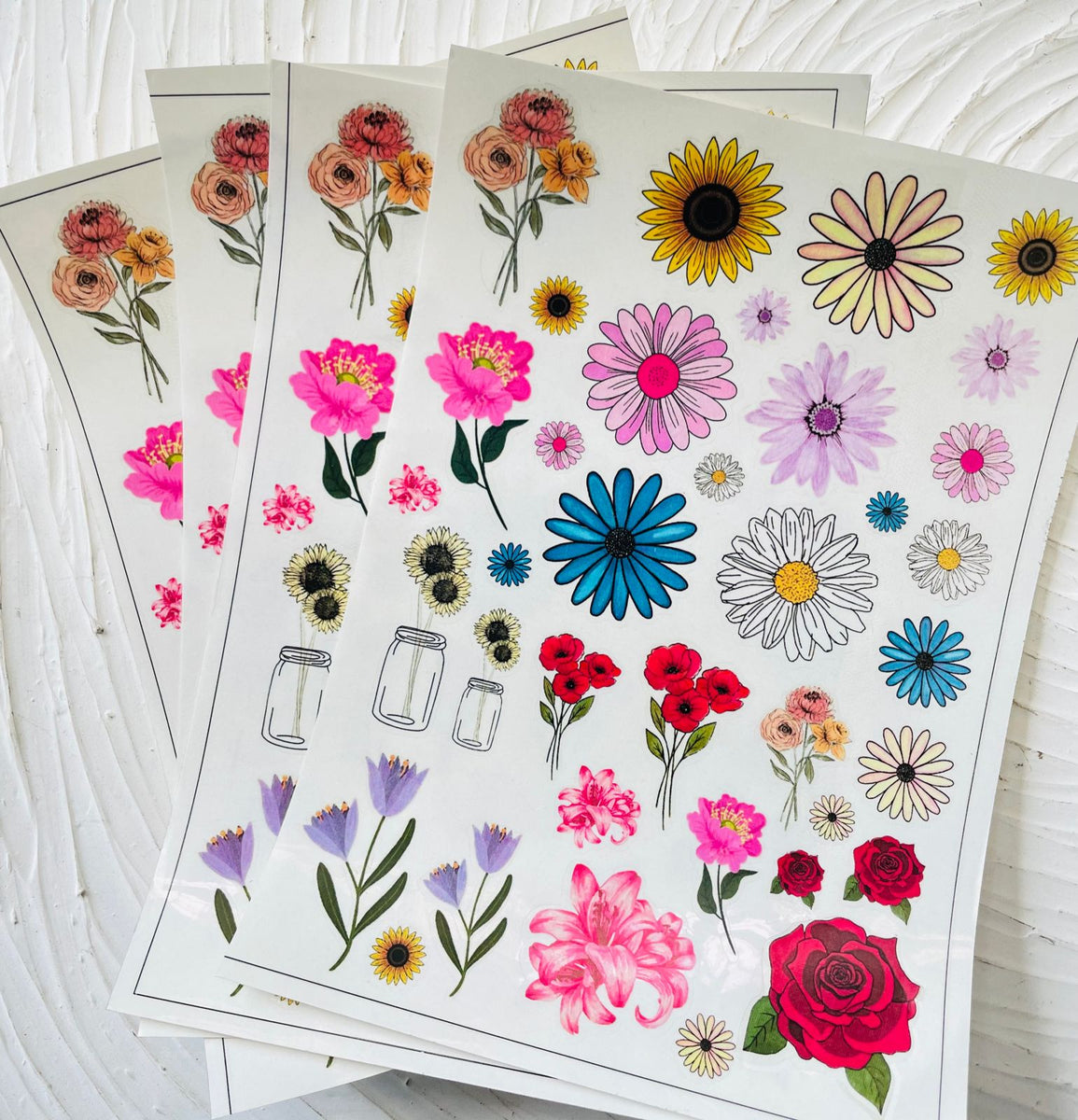 Colourful Flower Sticker Sheet – Tulsi Resin Store