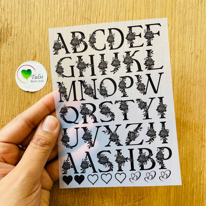 A6 Insert Sheet - Floral Alphabet Sheet