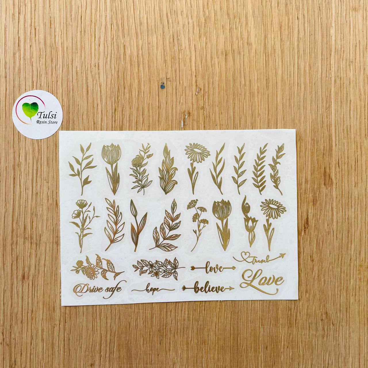 Silver Flower Sticker Metal Sticker - A6 Flower Stem – Tulsi Resin Store