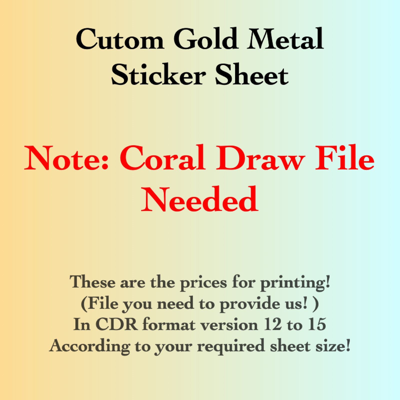 Custom Gold Metal Sticker Sheet