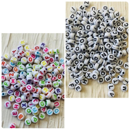 Flat Round alphabet beads