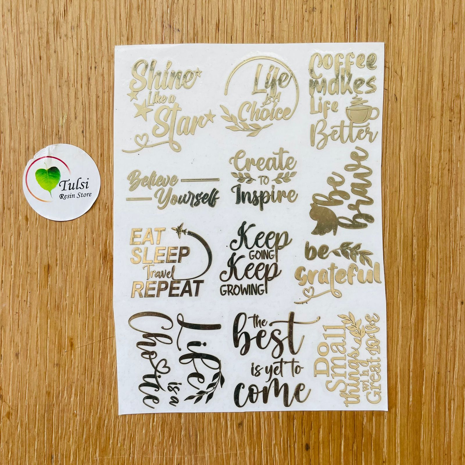 Gold Foil Transparent Sticker – Tulsi Resin Store